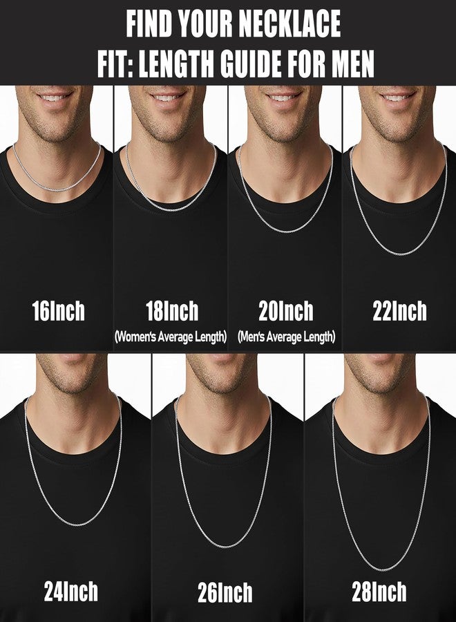 Fiusem قلادة فيوسيم بسلسلة قمح فضية اللون للرجال، سلاسل رجالية 2.5 مم، سلاسل من الفولاذ المقاوم للصدأ للرجال والنساء، قلادة رجالية بطول 16-28 بوصة، 20 بوصة، فضية اللون وفولاذ مقاوم للصدأ، لا - Image 5