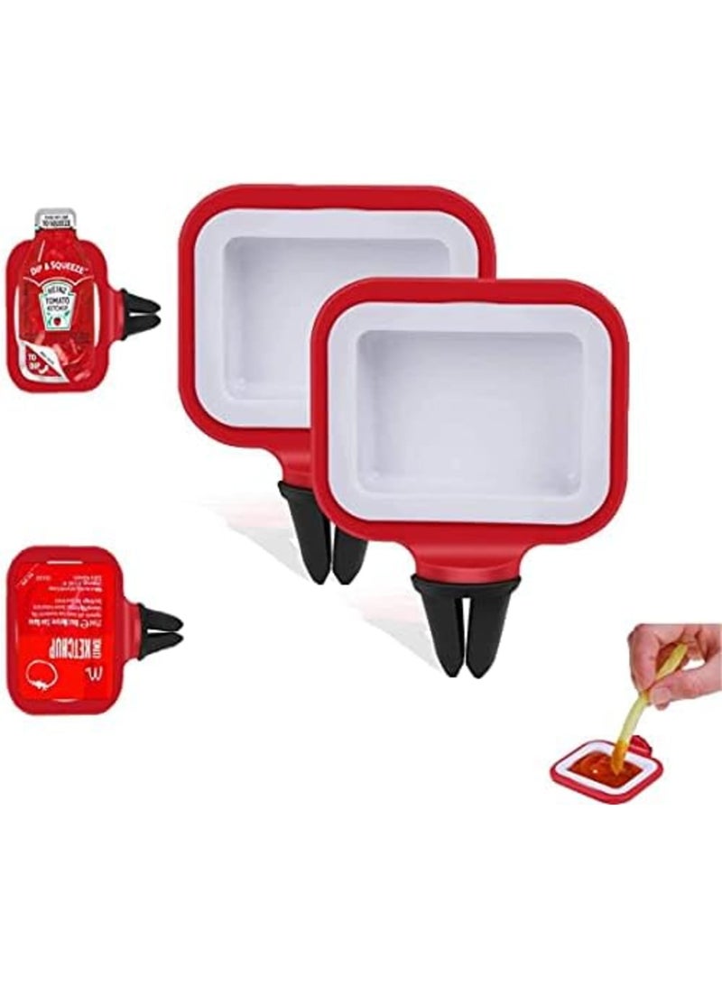 Luckam Dip Clip, In-Car Sauce Cup Holder Set for Vents of Vehicle, for Ketchup and Dipping Sauces (2 Pack, Red) - Image 1