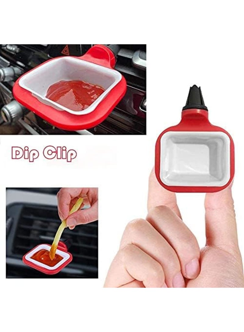 Luckam Dip Clip, In-Car Sauce Cup Holder Set for Vents of Vehicle, for Ketchup and Dipping Sauces (2 Pack, Red) - Image 2