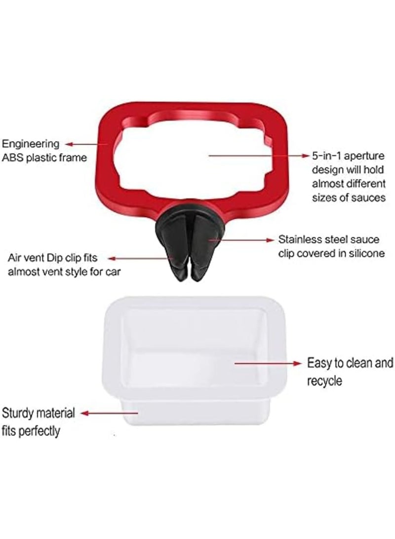Luckam Dip Clip, In-Car Sauce Cup Holder Set for Vents of Vehicle, for Ketchup and Dipping Sauces (2 Pack, Red) - Image 3