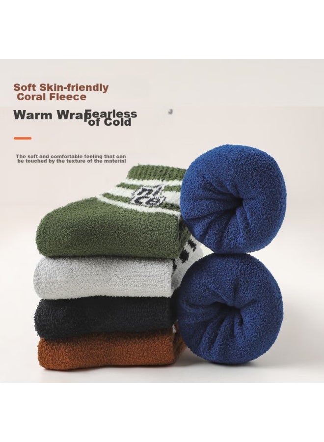 LANG SHA Langsha Children's Socks, Boys' Fleece-lined Thick Mid-calf Cotton Socks, Winter Warmth, For Students, Older Children, Boys, Baby Terry Socks - Image 4