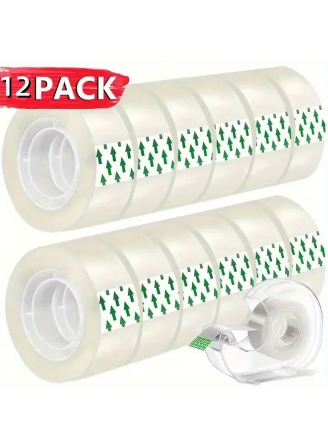 12 Rolls 0 8cm Wide Extra Strong Transparent Tape For Packing Shipping Moving - Image 1