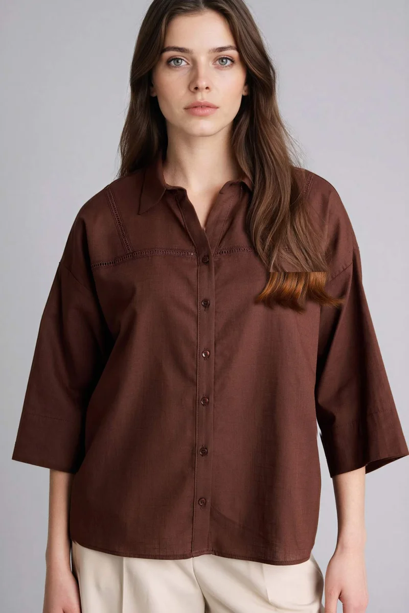 ديفاكتو 100% Cotton Relax Fit Shirt Collar Long Sleeve Shirt
