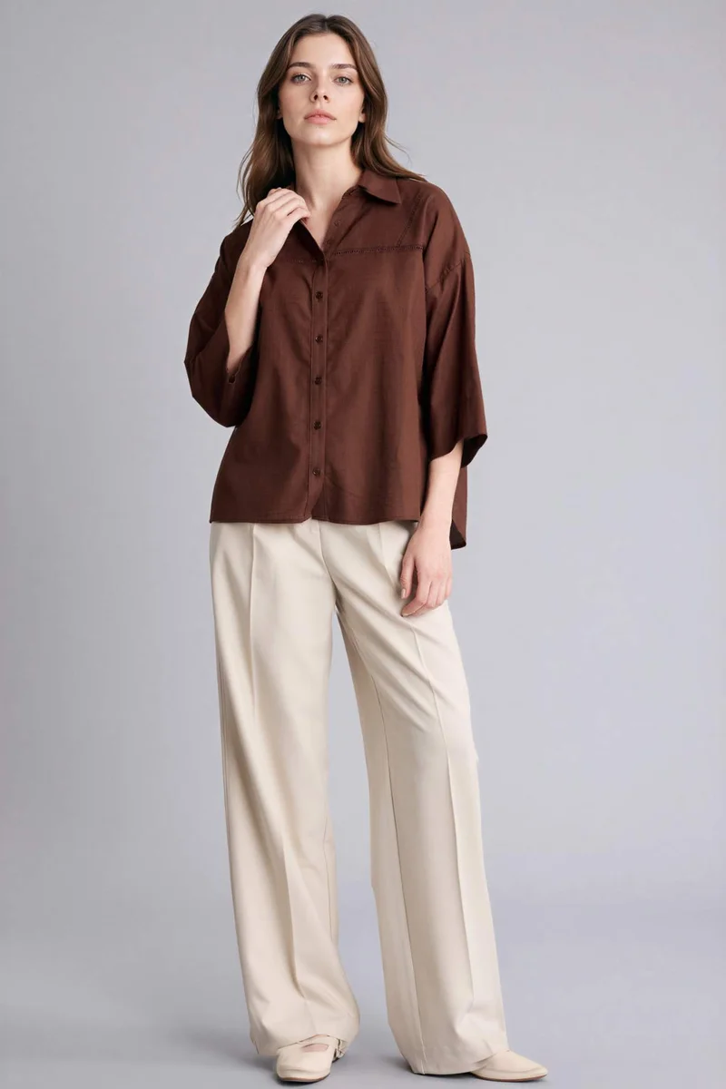 ديفاكتو 100% Cotton Relax Fit Shirt Collar Long Sleeve Shirt
