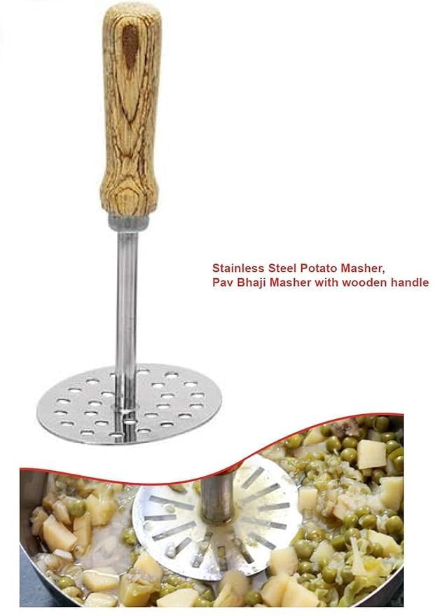 Vipron Kitchen Stainless Steel deep Fry Strainer Potato Masher Whisk Combo of 3 Piece multocolor CUTLERYCOMBO3 - Image 2