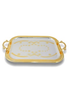 Homemaker 2-Piece Rectangular Luxury Serving Tray – Large (46.5x37cm) & Medium (40.5x32.5cm) – Steel – Silver & Gold – Premium Quality – Elegant Look & Feel – Serves Food & Beverages – Hand Washable  - Image 3