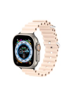 Replacement Strap Ocean Silicone Metal Head Watch Band For Apple Watch Ultra 49mm&Watch Ultra 2 49mm / Series 9&8&7 45mm / SE 3&SE 2&6&SE&5&4 44mm / 3&2&1 42mm Pink