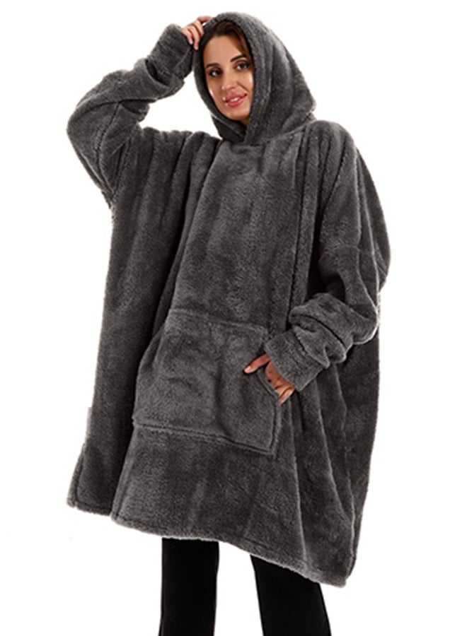 snooze Set of 2 pcs, Over-sized Wearable Blanket with Hodi, Gray & Biege - Image 2