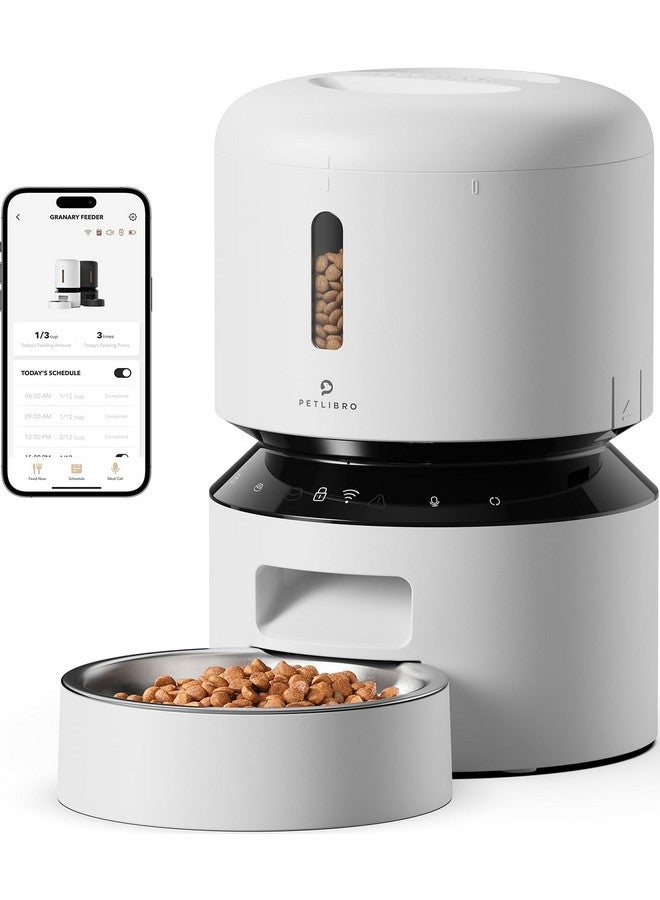 PETLIBRO PETLIBRO Automatic Cat Feeder, 5G WiFi Automatic Pet Feeder with Freshness Preservation, 3L Timed Cat Feeders for Dry Food, Up to 48 Portions 10 Meals Per Day, Granary Pet Feeder for Cat/Dog, White - Image 1
