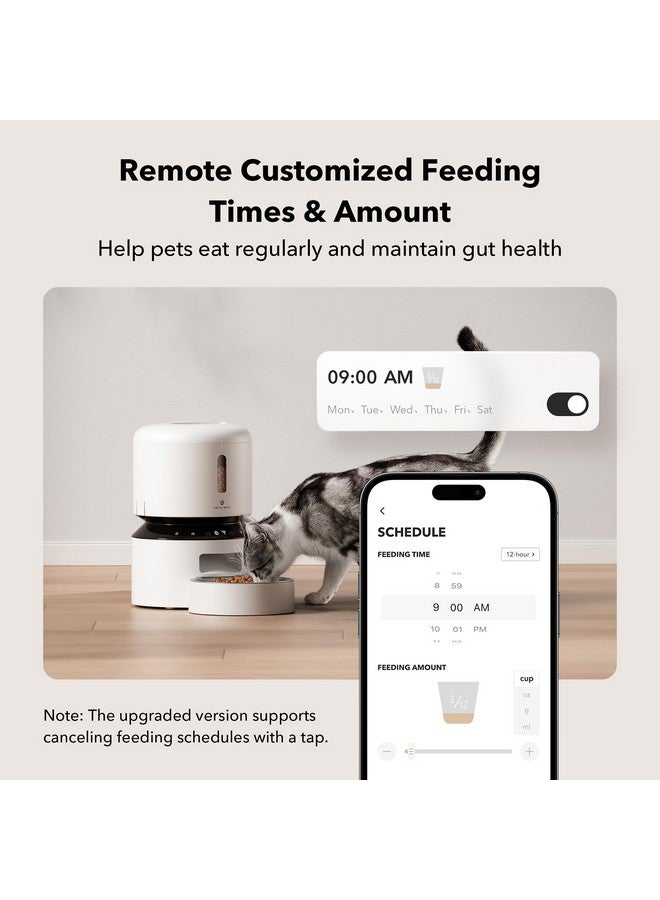 PETLIBRO PETLIBRO Automatic Cat Feeder, 5G WiFi Automatic Pet Feeder with Freshness Preservation, 3L Timed Cat Feeders for Dry Food, Up to 48 Portions 10 Meals Per Day, Granary Pet Feeder for Cat/Dog, White - Image 2
