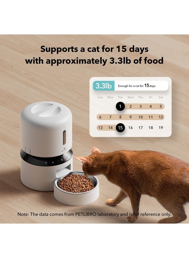 PETLIBRO PETLIBRO Automatic Cat Feeder, 5G WiFi Automatic Pet Feeder with Freshness Preservation, 3L Timed Cat Feeders for Dry Food, Up to 48 Portions 10 Meals Per Day, Granary Pet Feeder for Cat/Dog, White - Image 3
