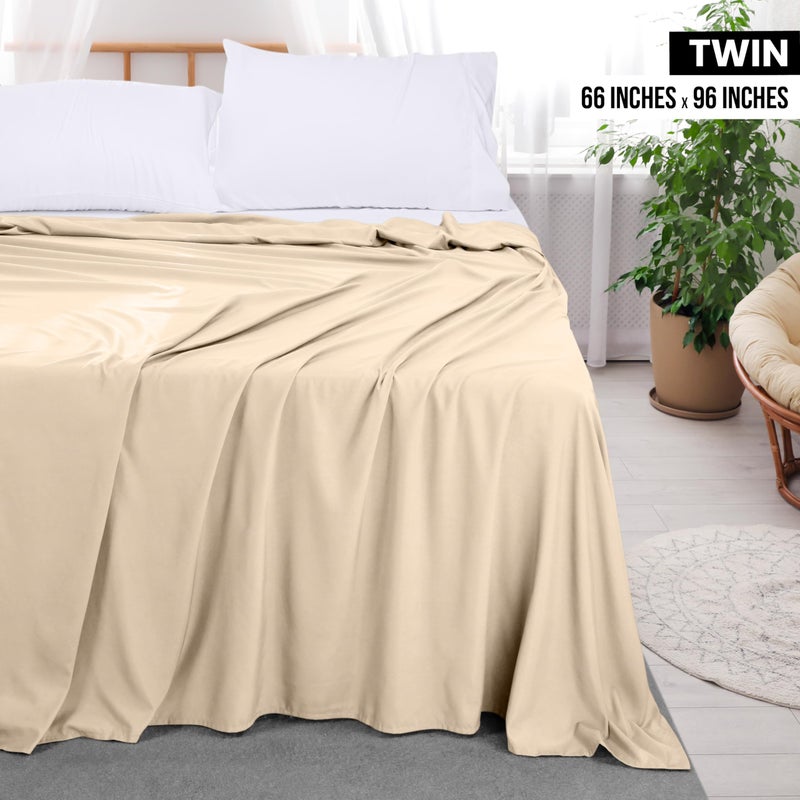 Utopia Bedding Flat Sheet - Soft Brushed Microfiber Fabric - Shrinkage & Fade Resistant Top Sheet - Easy Care - 1 Flat Sheet Only (Twin  Beige) - Image 2