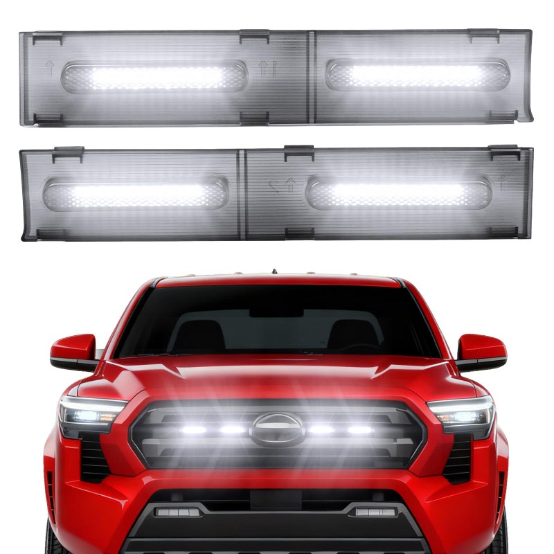 BreTrewri Front Grille Grill Lights for 2024 2025 Toyota Tacoma SR SR5 Led Grill Light Accessoriesfor SR sr5 onlyLEDWhite - Image 2