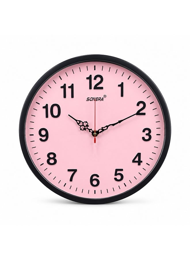 SONERA 32 cm Round Wall Clock in Pink – Elegant Modern Wall Clock for Home and Office Décor - Image 1