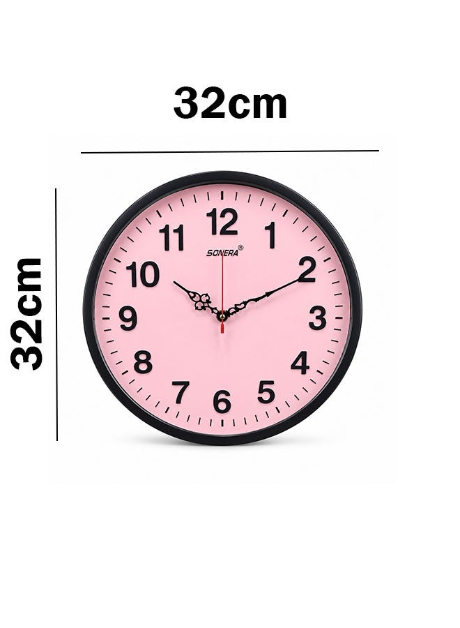 SONERA 32 cm Round Wall Clock in Pink – Elegant Modern Wall Clock for Home and Office Décor - Image 3