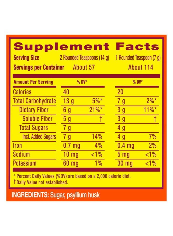 Metamucil , Daily Psyllium Husk Powder Supplement with Real Sugar, 4-in-1 Fiber for Digestive Health, Orange Smooth Flavored Drink, 114 Servings - Image 2