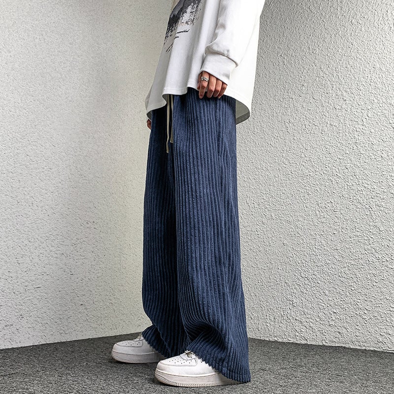 2023 Spring New Hong Kong Style Large Size Corduroy Trousers Loose Straight Casual Wide Leg Trendy Couple Pants - Image 5
