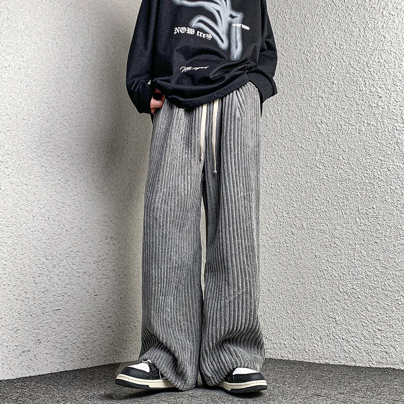2023 Spring New Hong Kong Style Large Size Corduroy Trousers Loose Straight Casual Wide Leg Trendy Couple Pants - Image 1
