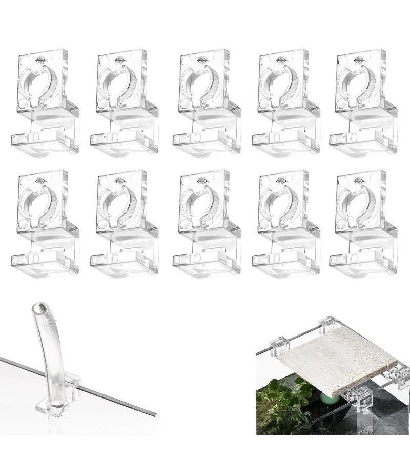 10pcs Clear Acrylic Aquarium Clips Lid Clamps Tube Holders For 5mm Thick Rimless Tanks Filter Pipe Hose Organizer Fish Tank Cover Accessories - Image 2