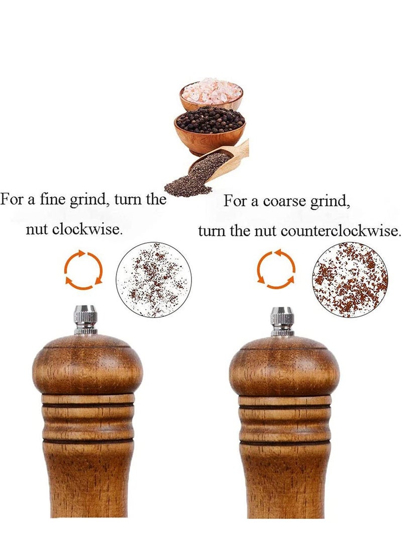 Peachjoy Pepper Grinder, Wood Salt and Pepper Grinder Mills Sets, Classic Manual Salt Grinder Refillable Pepper Mill Sets with Acrylic Visible Window Adjustable Ceramic Grinding Rotor 6.5inch 2 Pack  - Image 4