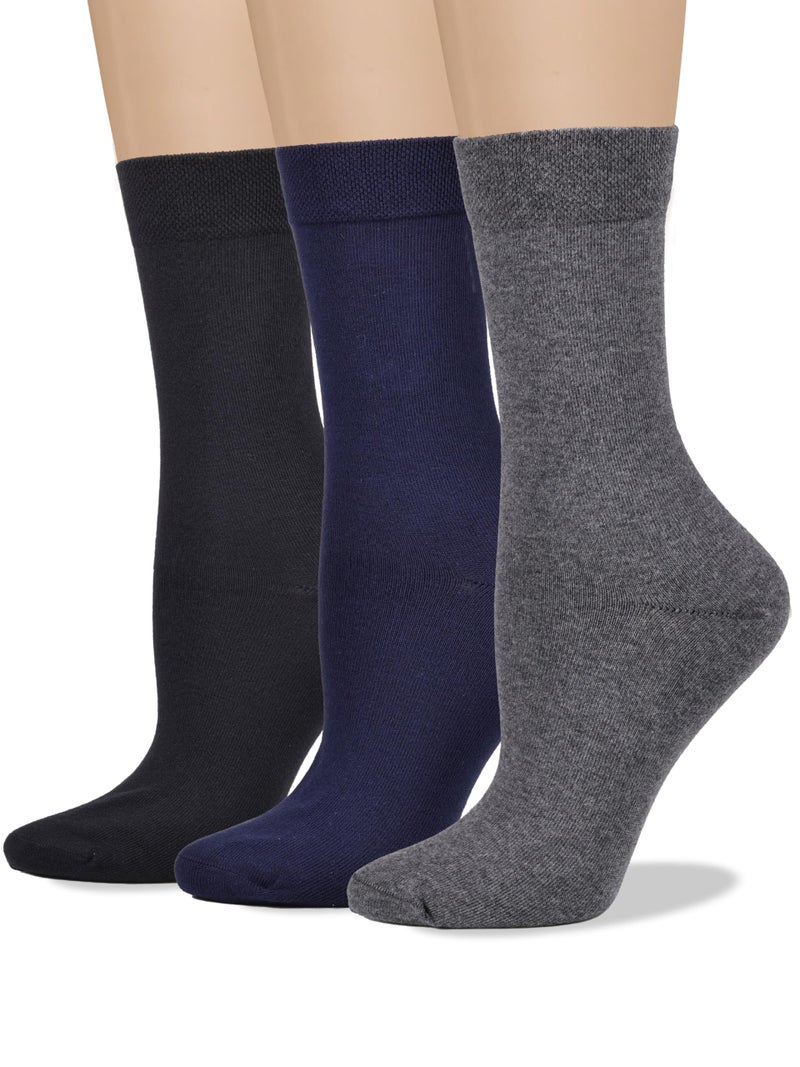 COTTON DAY Women's Soft Combed Cotton Dress Socks Seamless Toe Black Gray Navy Blue (Assorted 6-9) - Image 1