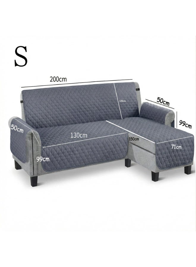 L Shape Sectional Sofa Cover, Reversible Chaise Lounge Slipcover, Washable Non-Slip Stain Resistant Furniture Protector, Dark Grey, Small - Image 4