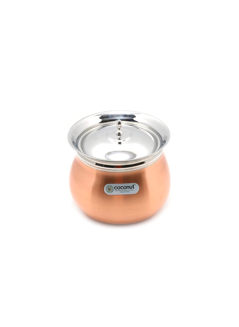Coconut Coconut Stainless Steel - Cookware/Supreme Copper Handi with Lid-1 Unit - Capacity - 2500 ML 