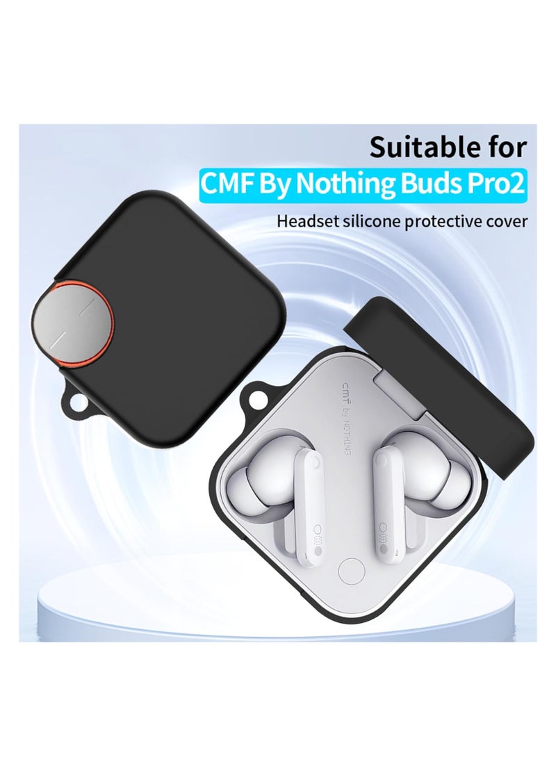 Case Compatible with CMF By Nothing Buds Pro 2 2024, Protective Case with Hook, Portable Hard Case, Shockproof Protection - Black
