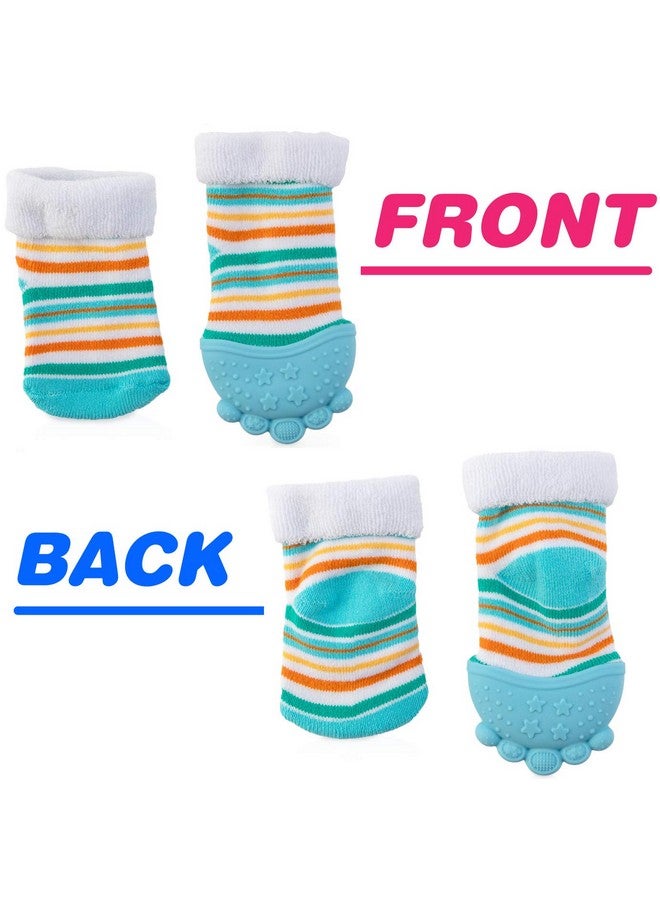 Nuby Nuby Soothing Teether Sock, Baby Blue Stripes, 5" - Image 4