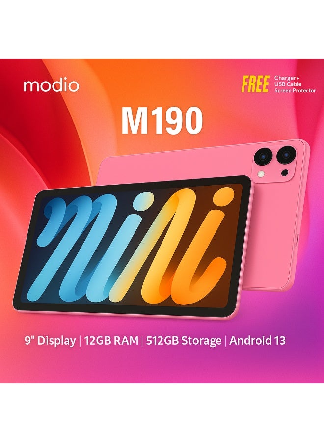 MODIO TAB Modio M190 5G Android Tablet 9-Inch Display, 12GB RAM, 512GB Storage, Dual SIM, Android 13, 5000mAh Battery – Red - Image 2