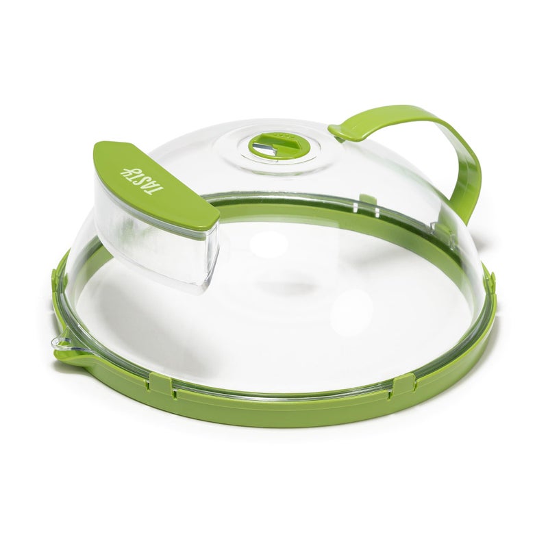 Tasty Microwave Splatter Cover with Built in Water Steamer  Reservoir 1Piece Green