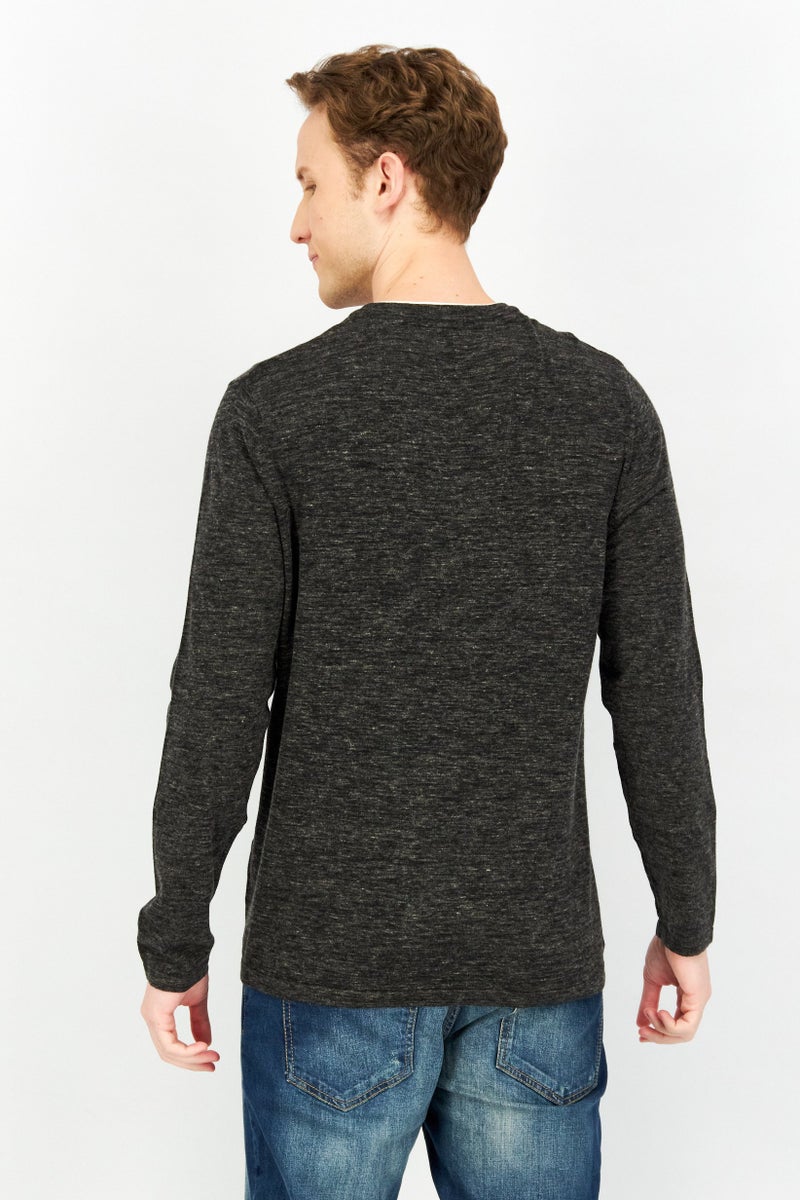 Celio Men Crew Neck Knitted Sweater, Heather Black - Image 2