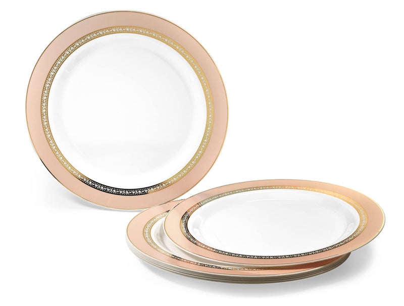 OCCASIONS FINEST PLA "" OCCASIONS "" 50 Plates Pack (25 Guests)-Heavyweight Wedding Party Disposable Plastic Plate Set -25 x 10.5'' Dinner + 25 x 7.5'' Salad/dessert plates (Ritz Blush and Gold) - Image 2