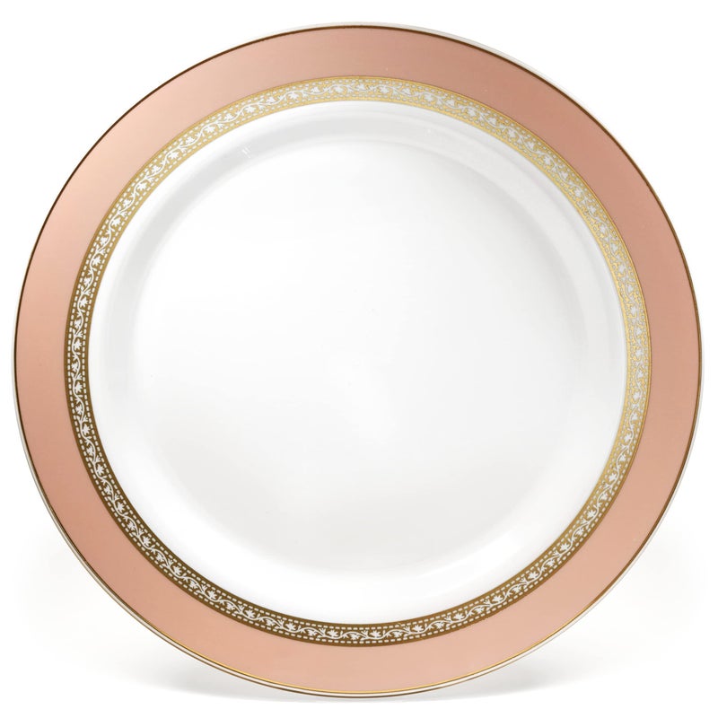 OCCASIONS FINEST PLA "" OCCASIONS "" 50 Plates Pack (25 Guests)-Heavyweight Wedding Party Disposable Plastic Plate Set -25 x 10.5'' Dinner + 25 x 7.5'' Salad/dessert plates (Ritz Blush and Gold) - Image 3