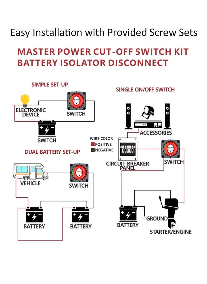 Generic Battery Disconnect Switch Master, Master Isolator, 12V-48V Waterproof Power Isolator On-Off Kill 275Amps High Current for Car RV Marine Boat Truck ATV Vehicles (On/Off)  - Image 4