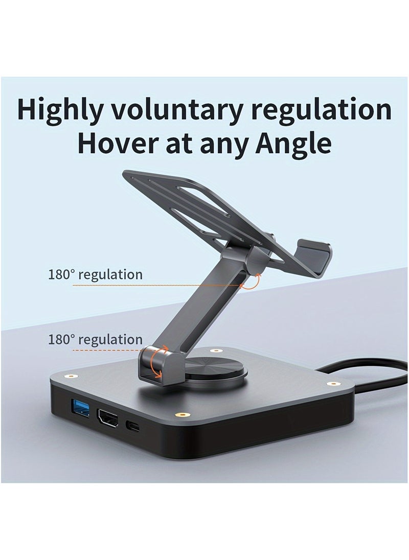 3-in-1 Docking Station, USB-C Hub, Switch Dock With Rotatable Folding Stand, With 4K@60 Hz HD, USB2.0(480Mbps), PD 100W Fast Charging Port, Perfect For iPad Pro/Air, Switch, Switch OLED, SmartPhone