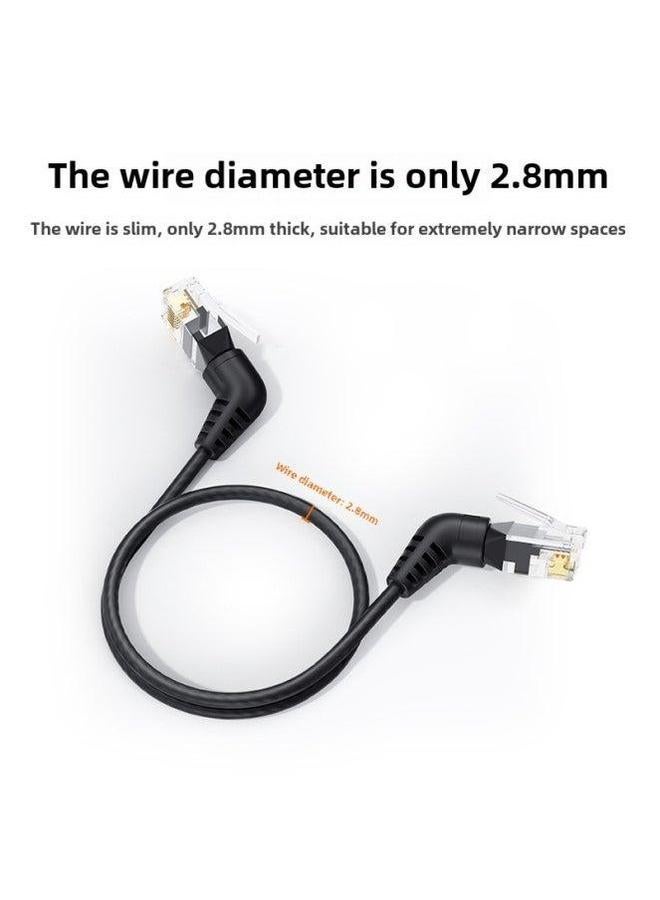 Cat6a Super Class 6 Network Cable Elbow Rotation 10G 10 Gigabit Finished Jumper Pure Copper 360 Degree Cat8RJ45 Thin Wire-Color:Black Cat6a-Line Length:3 M  - Image 3