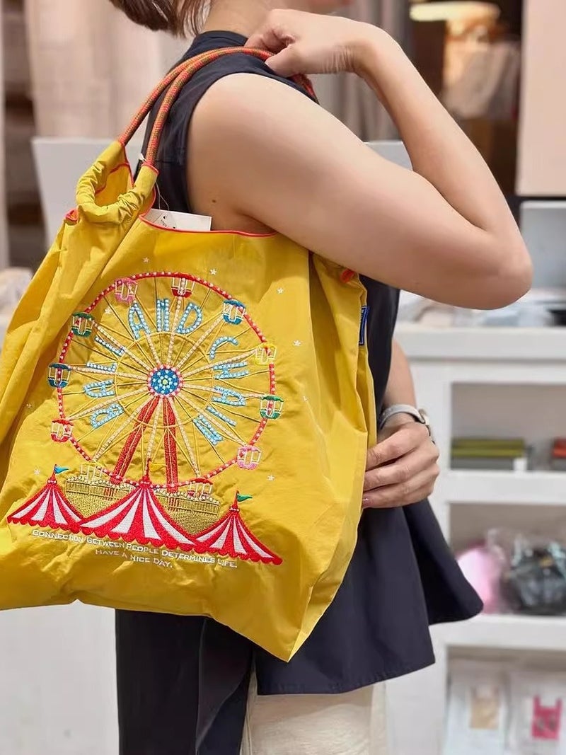 Japanese Embroidered Tote Bag – Medium Nylon Shoulder Bag for Summer 2024 - Image 3