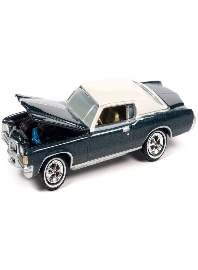 Johnny Lightning 1971 Pontiac Grand Prix Bluestone Gray Metallic with White Top Classic Gold Collection Series Limited Edition to 8476 Pieces Worldwide 1/64 Diecast Model Car - Image 1