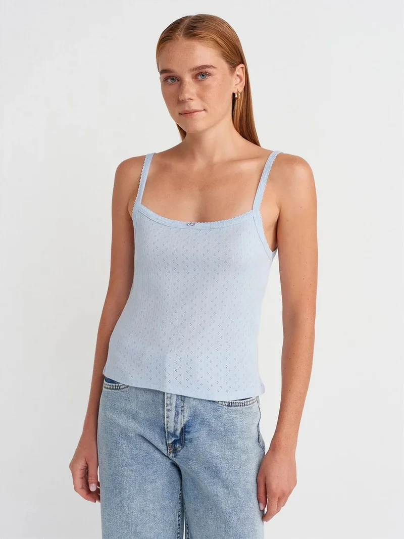 ديلفين DILVIN Textured Cotton Modal Cami Blouse