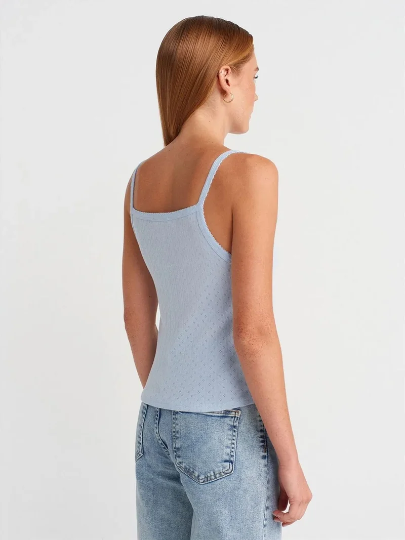 ديلفين DILVIN Textured Cotton Modal Cami Blouse