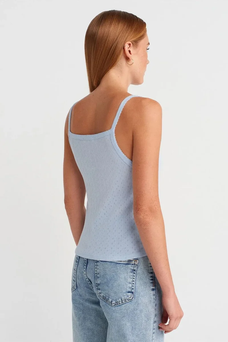Dilvin Baby Blue DILVIN Textured Cotton Modal Cami Blouse for Women | Best Price UAE