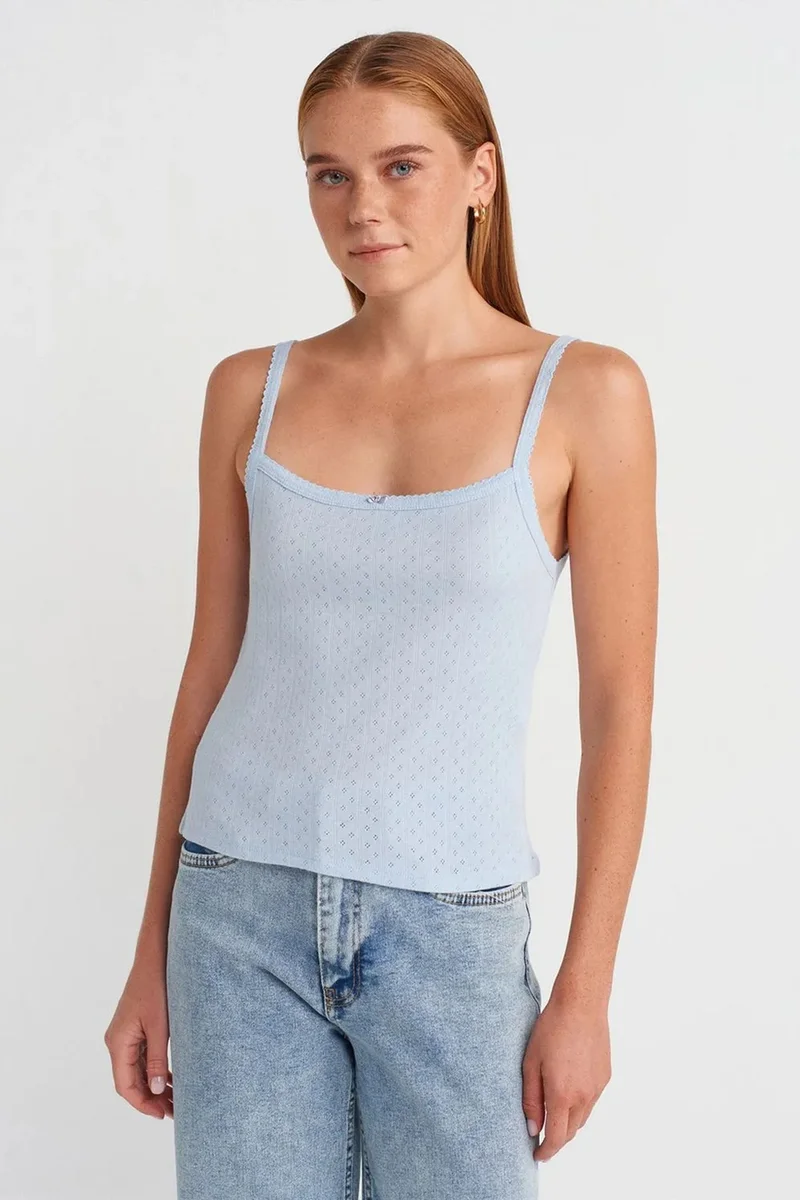 DILVIN Textured Cotton Modal Cami Blouse