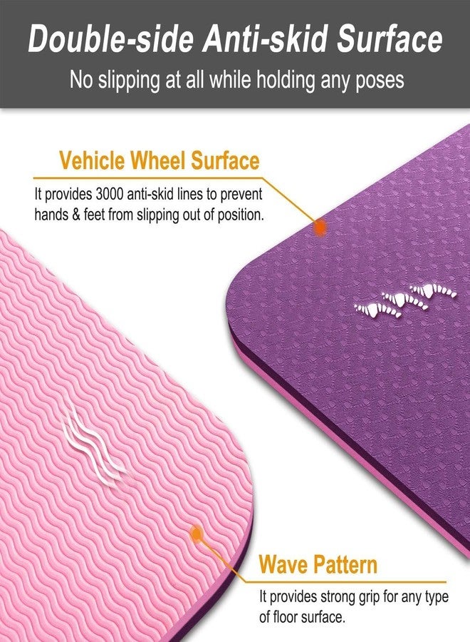 IRIS Fitness Non Slip TPE Yoga Mat for Hot Yoga Pilate Gymnastics, Double Sided (72 inch x 24 inch x 6 mm) - Image 2