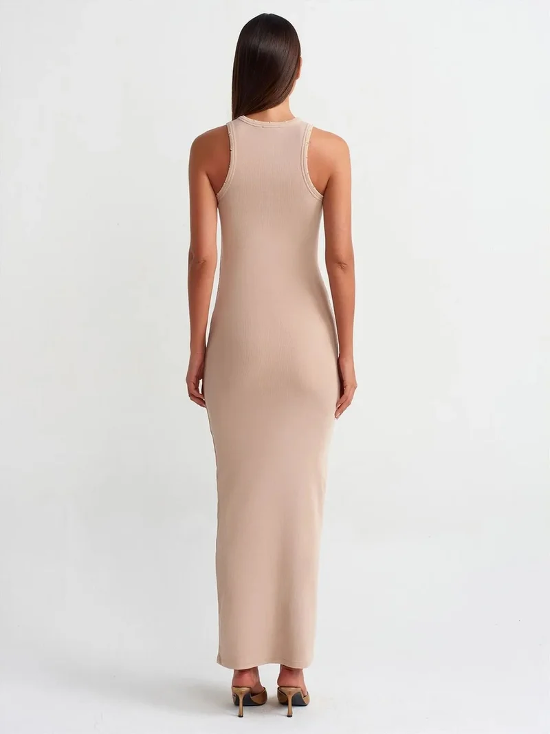 ديلفين Dilvin Ribbed Bodycon Maxi Dress