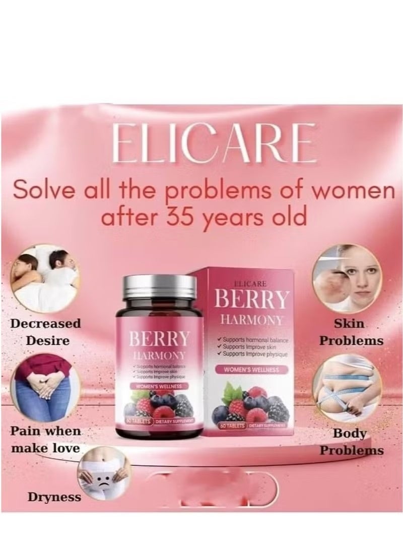 elicare Berry Harmony Women’s Wellness Supplement 60 Tablets | Daily Hormonal & Skin Support Formula - Image 2
