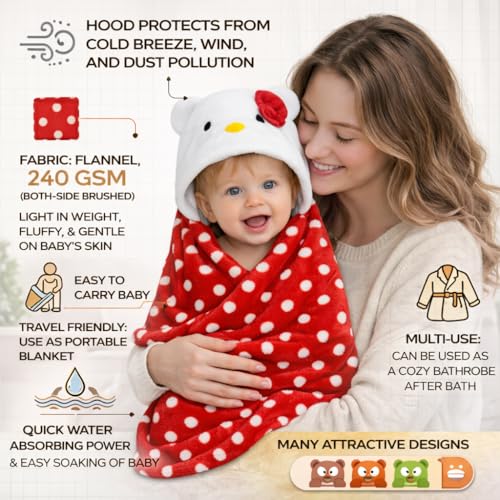 BRANDONN Baby Blankets New Born Combo Pack of Hooded Wrapper Sleeping Bag and Baby Bath Towel for 0-6 Months Baby Boys and Baby Girls Pack of 2 - Image 5