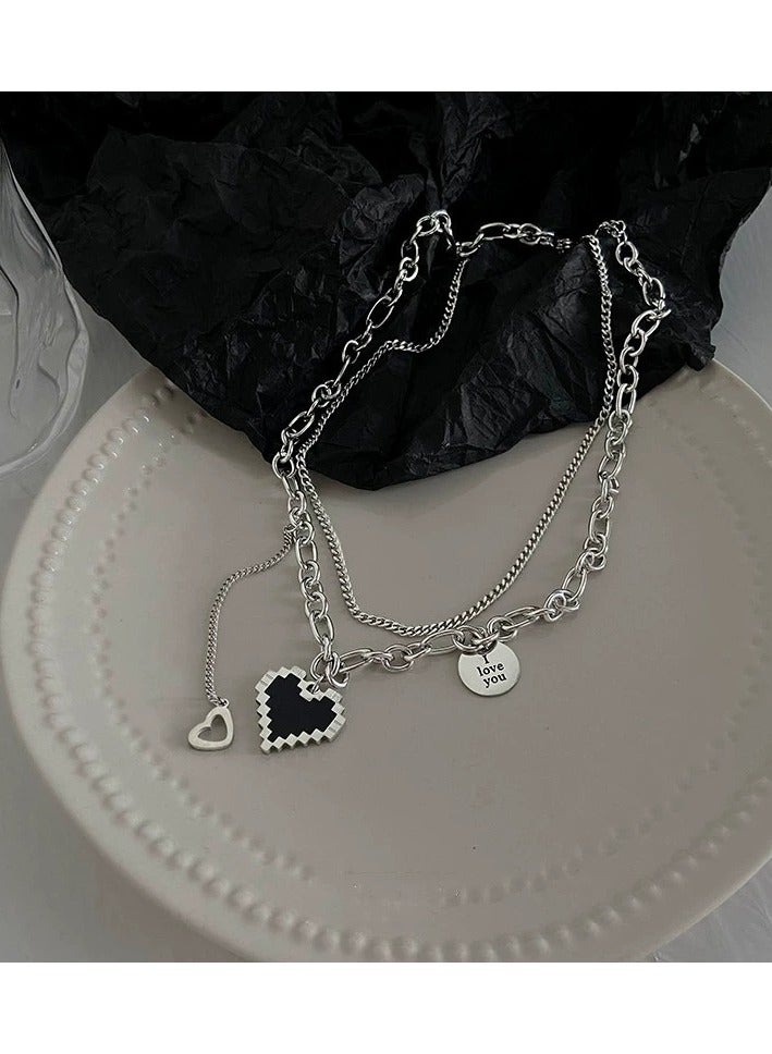 Goolsky Black Heart Zircon Necklace for Women – Dainty Titanium Steel Choker, Sweet & Cool Style, High-End Aesthetic Collarbone Chain - Image 3