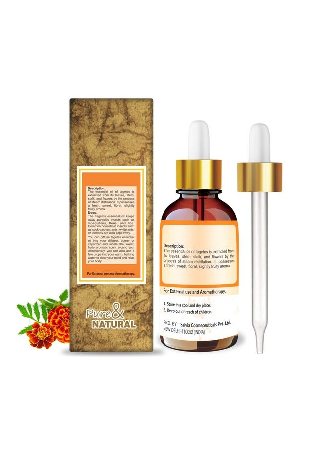 كريساليس زيت Crysalis Tagetes (Tagetes Erecta) | زيت عطري عضوي نقي وطبيعي 100% غير مخفف، قياسي/يعالج حالات الجلد، ويزيل العرق ويزيل رائحة الجسم الكريهة - 50 مل مع قطارة  - Image 2