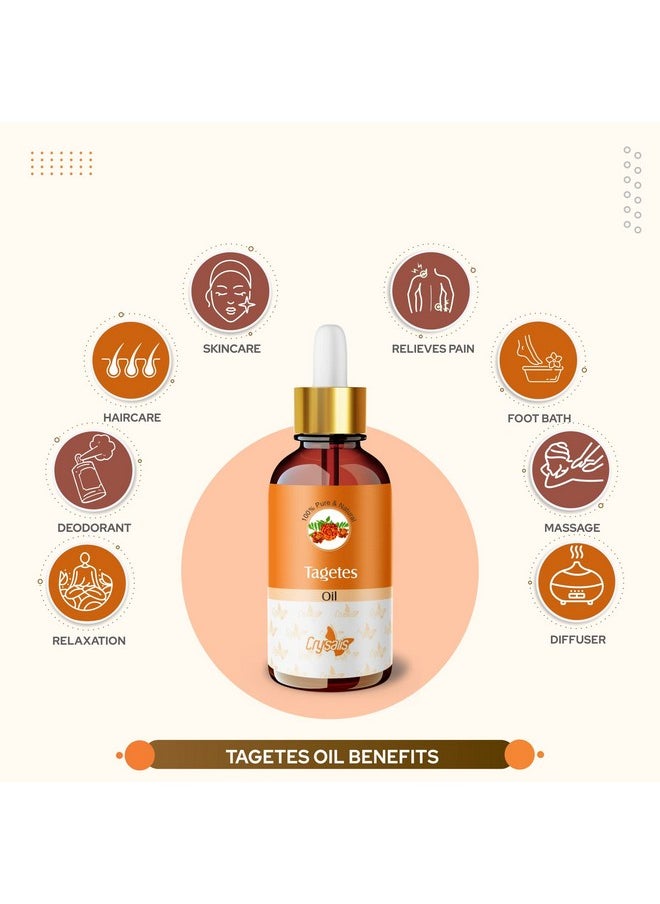 كريساليس زيت Crysalis Tagetes (Tagetes Erecta) | زيت عطري عضوي نقي وطبيعي 100% غير مخفف، قياسي/يعالج حالات الجلد، ويزيل العرق ويزيل رائحة الجسم الكريهة - 50 مل مع قطارة  - Image 3